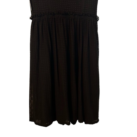 Lord & Taylor Black Draped Neck Waffle Style Lace Fully Lined Sleeveless Dress - Picture 7 of 15